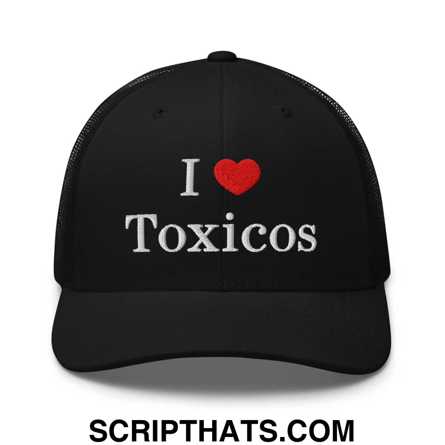 I Love Toxicos Embroidered Mesh Trucker Hat Black