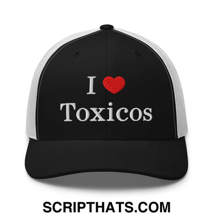 I Love Toxicos Embroidered Mesh Trucker Hat Black White
