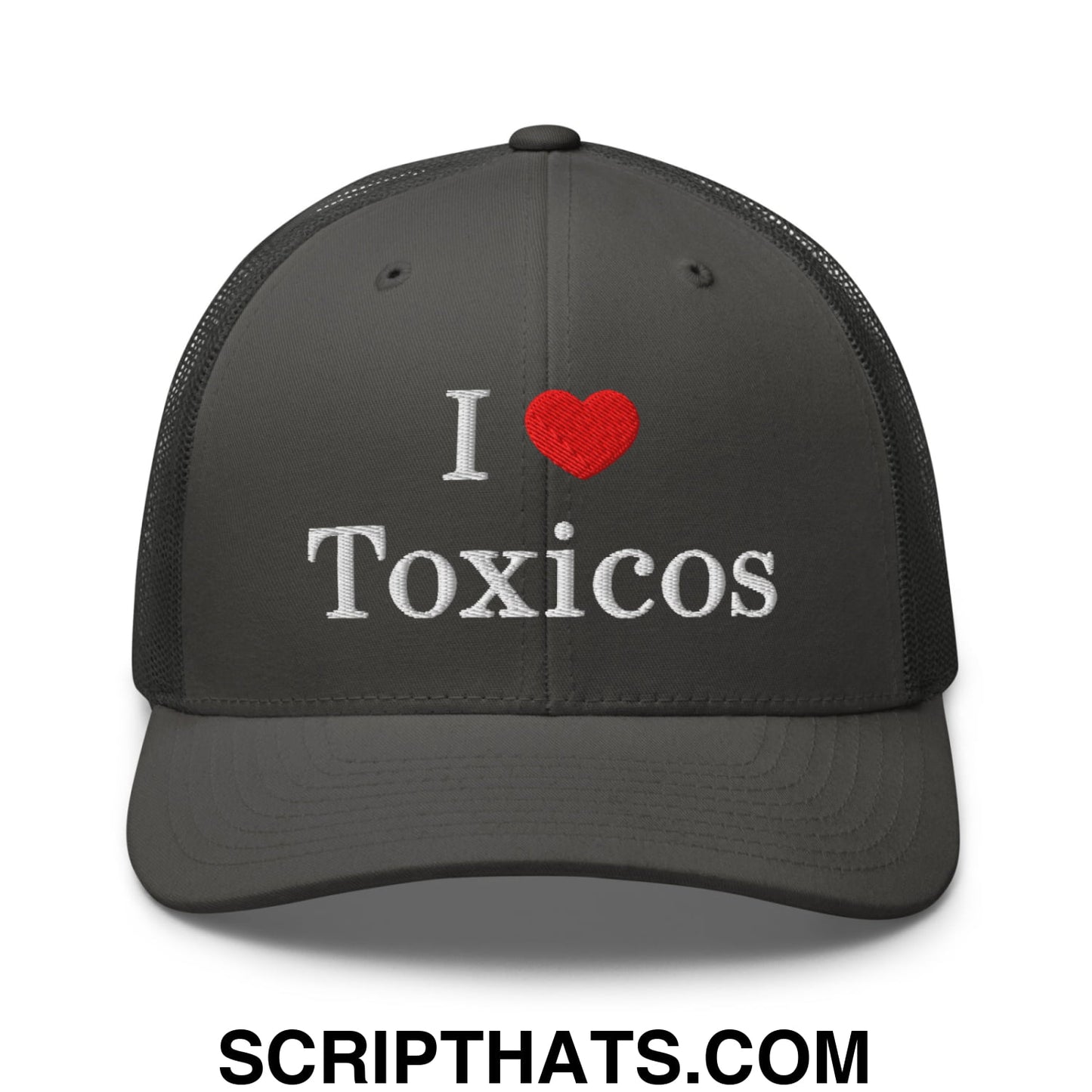 I Love Toxicos Embroidered Mesh Trucker Hat Charcoal