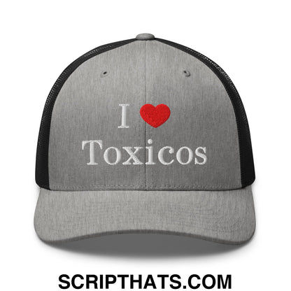 I Love Toxicos Embroidered Mesh Trucker Hat Heather Black