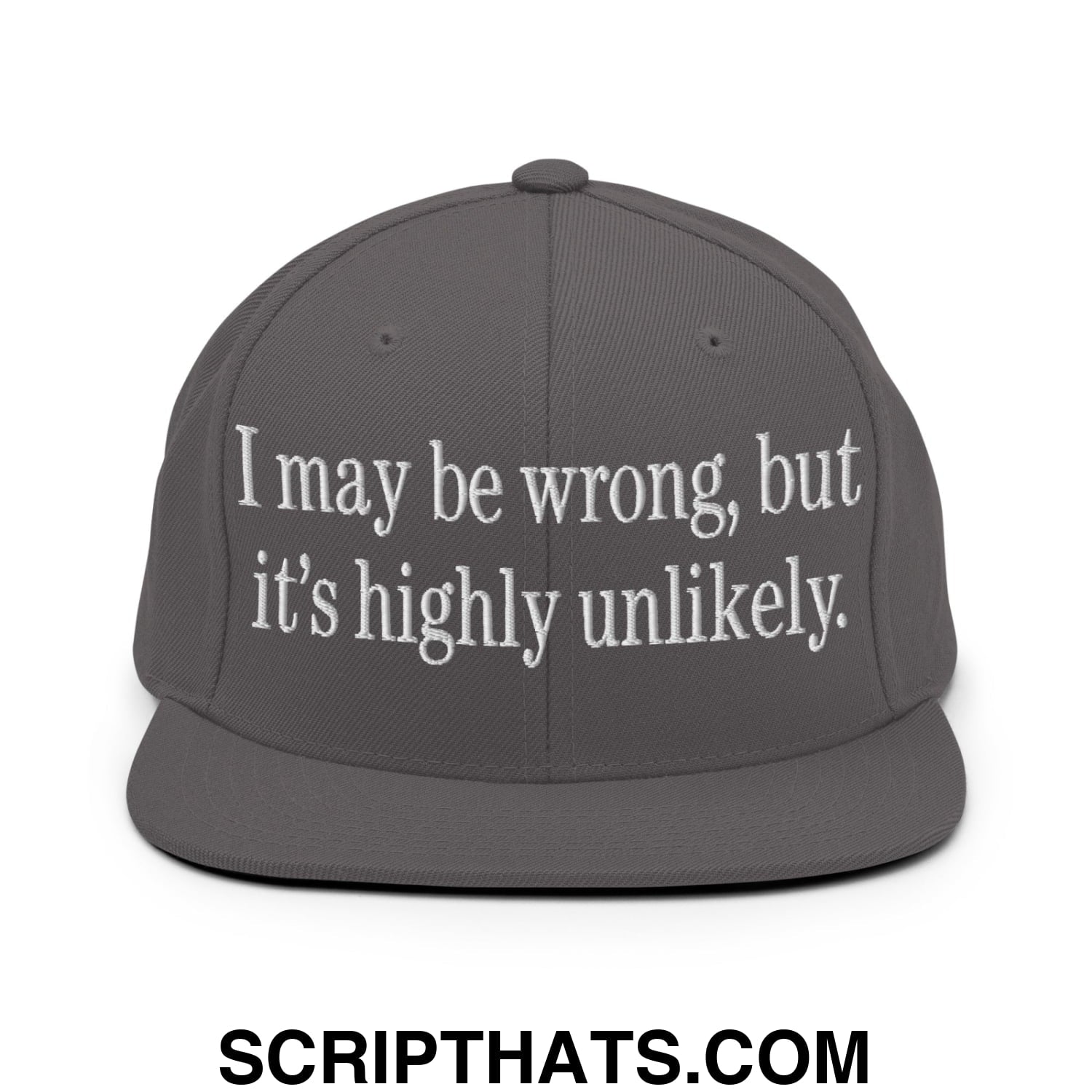 I may be wrong, but it's highly unlikely. Embroidered Flat Bill Brim Snapback Hat Dark Grey
