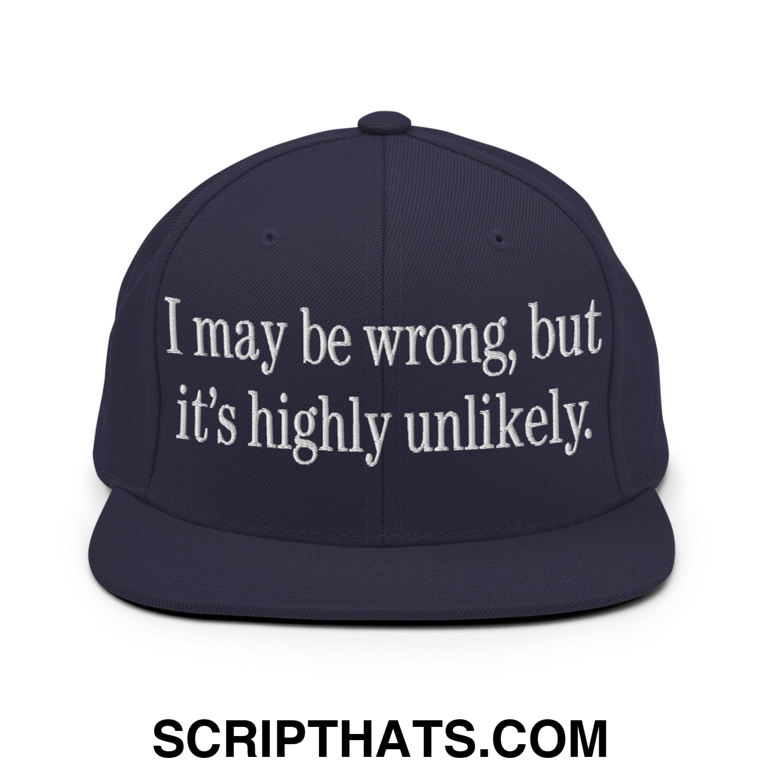 I may be wrong, but it's highly unlikely. Embroidered Flat Bill Brim Snapback Hat Navy