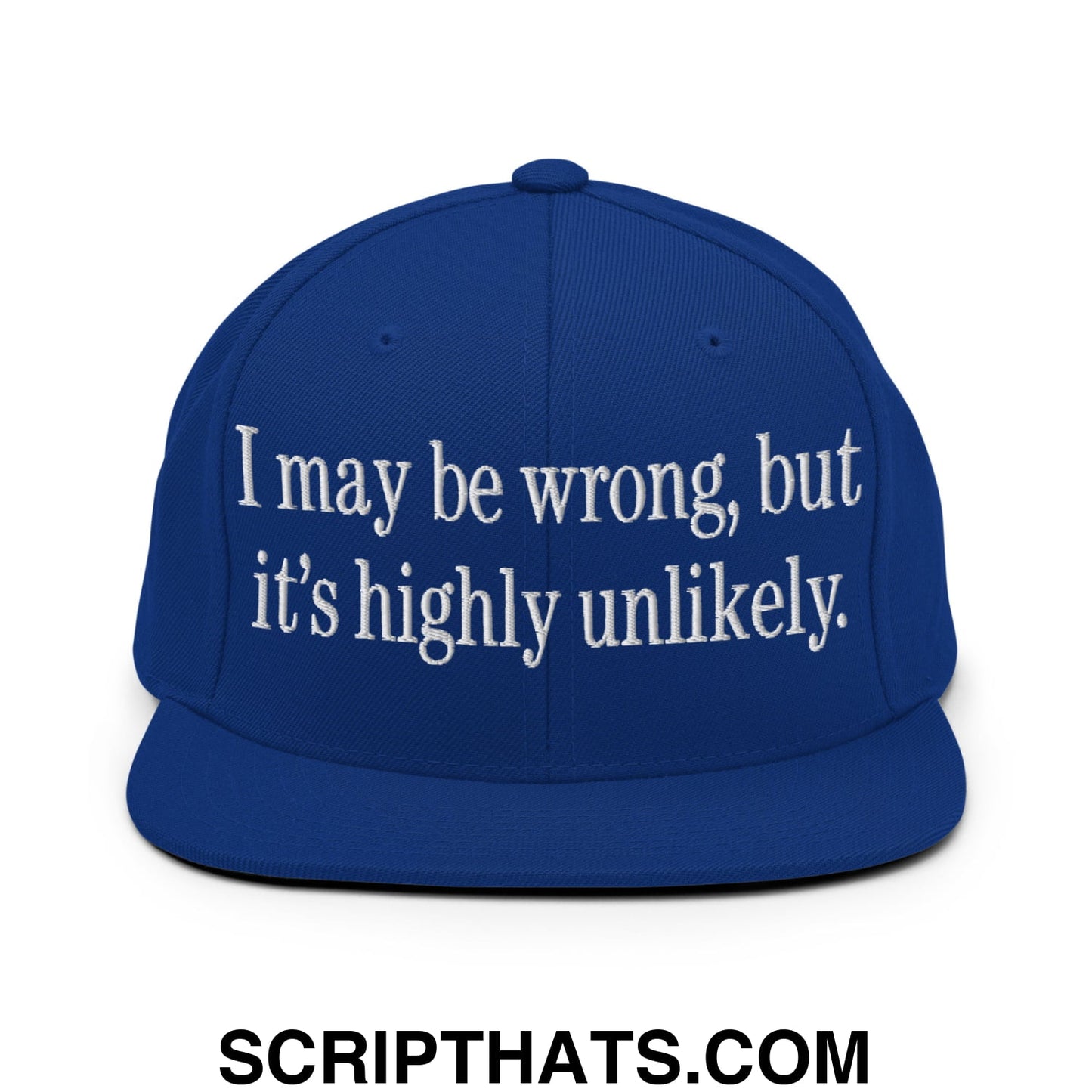 I may be wrong, but it's highly unlikely. Embroidered Flat Bill Brim Snapback Hat Royal Blue