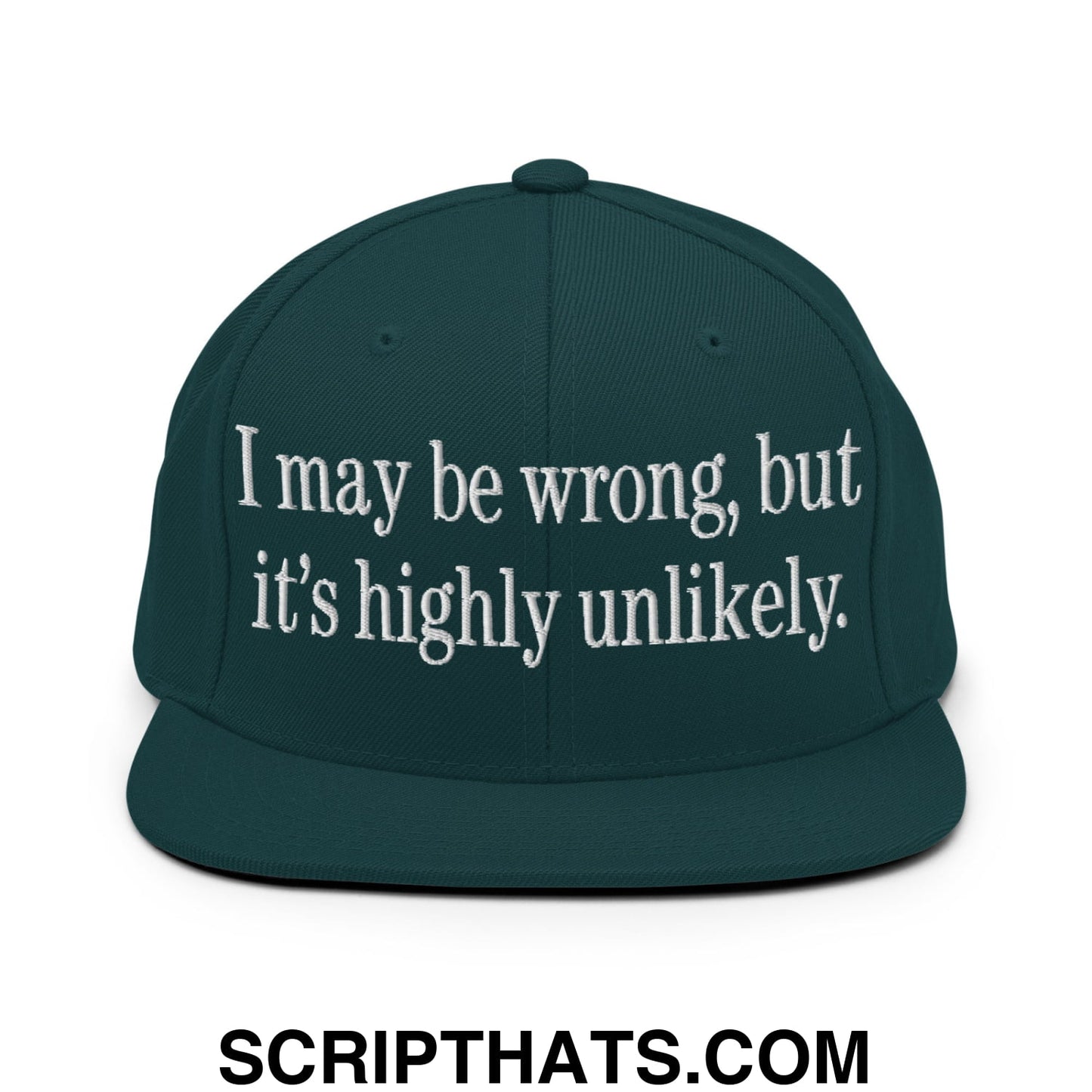 I may be wrong, but it's highly unlikely. Embroidered Flat Bill Brim Snapback Hat Spruce