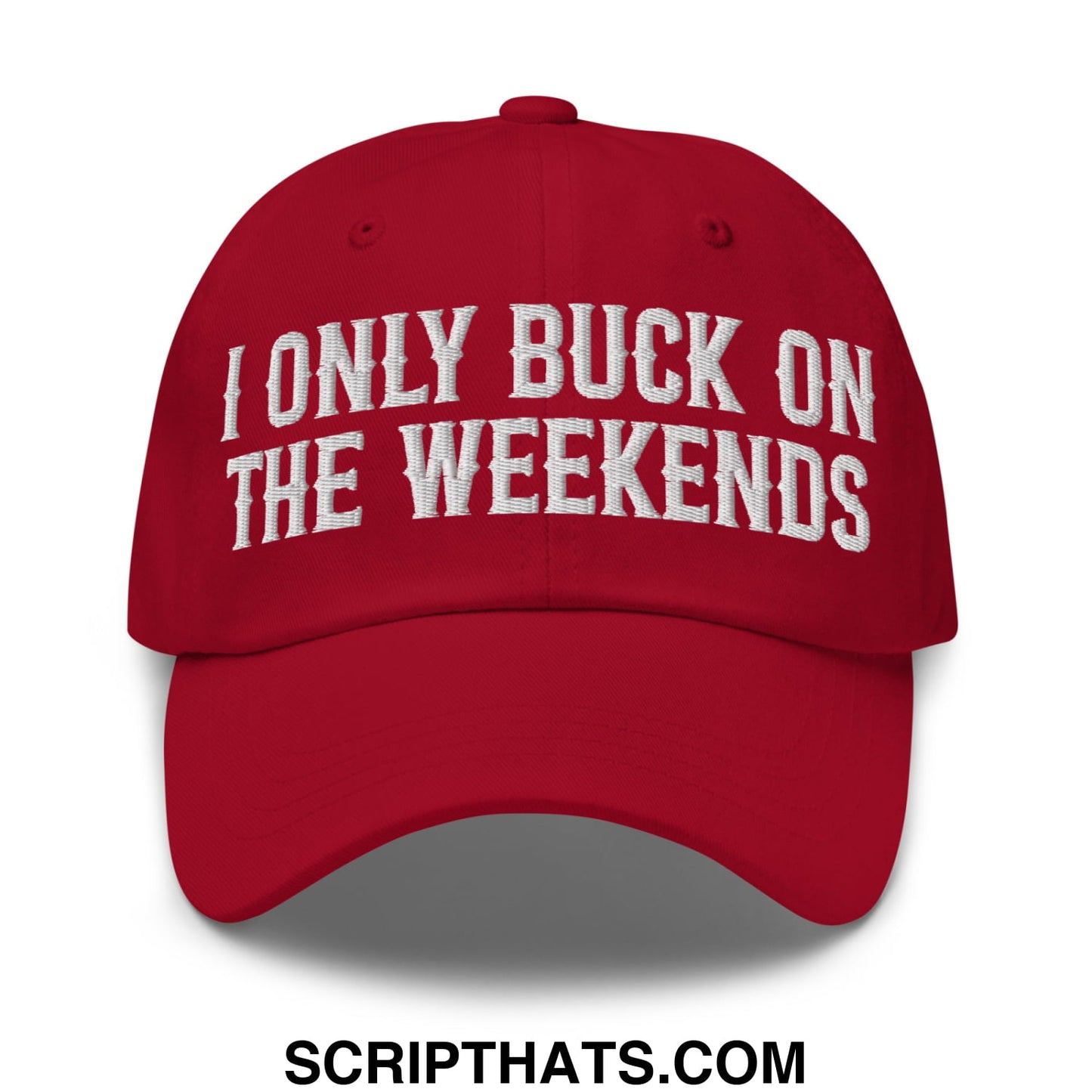 I Only Buck on the Weekends Embroidered Unstructured Dad Hat Cranberry