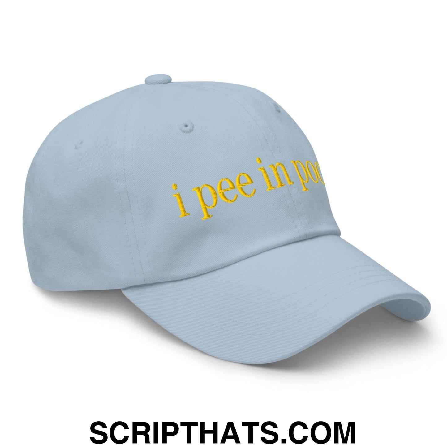 I Pee in Pools Embroidered Dad Hat Light Blue