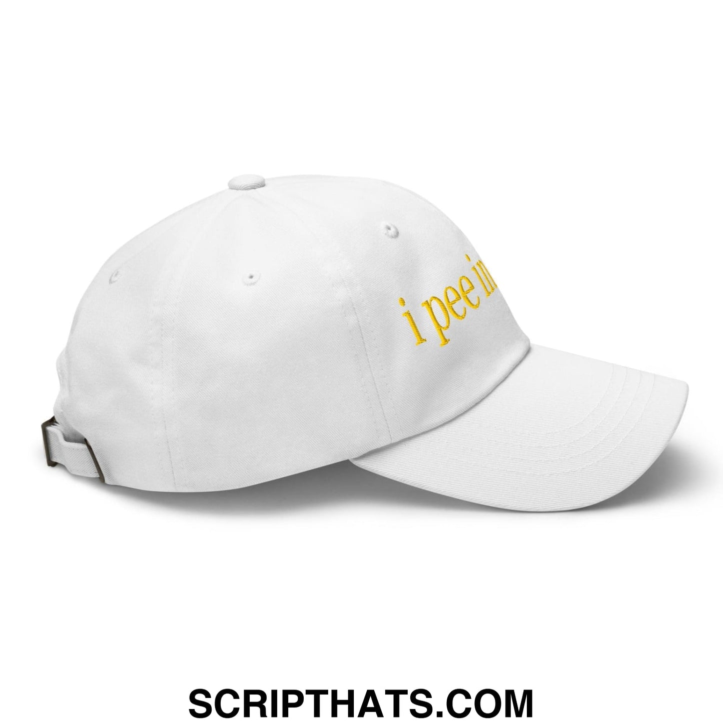 I Pee in Pools Embroidered Dad Hat White