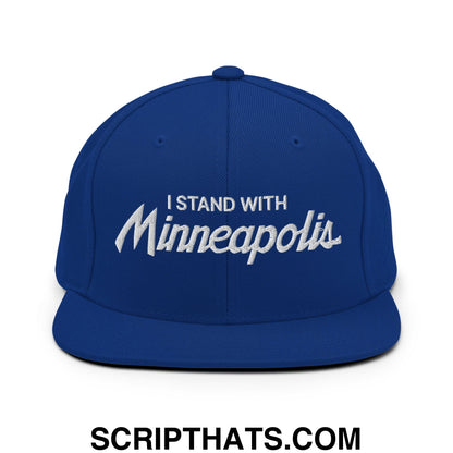 I Stand With Minneapolis Embroidered Flat Bill Brim Snapback Hat Royal Blue