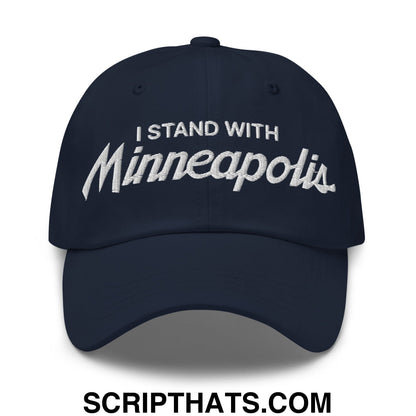 I Stand With Minneapolis Embroidered Unstructured Dad Hat Navy