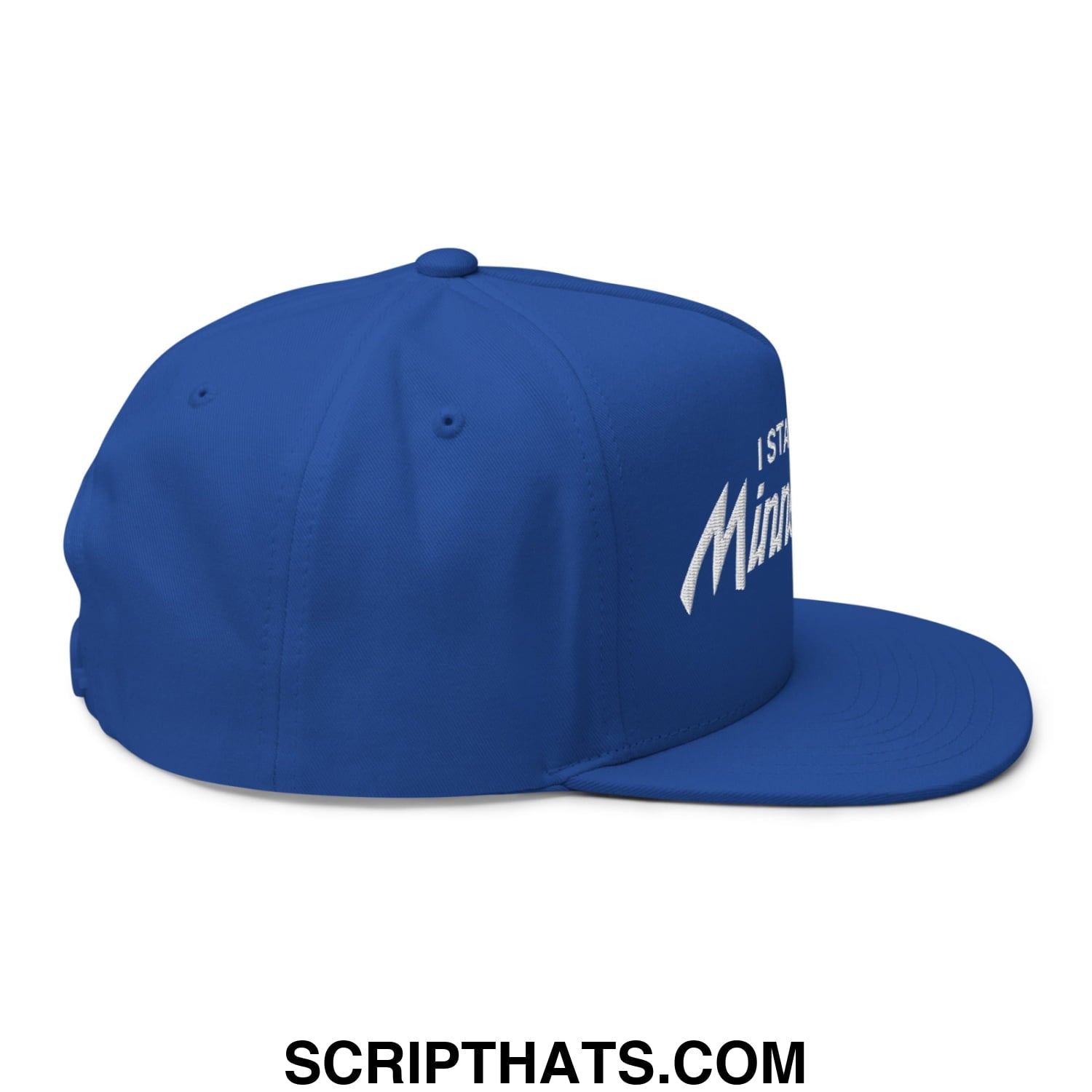 I Stand With Minneapolis Minnesota Flag Embroidered Flat Bill Brim 5 Panel Snapback Hat Royal Blue