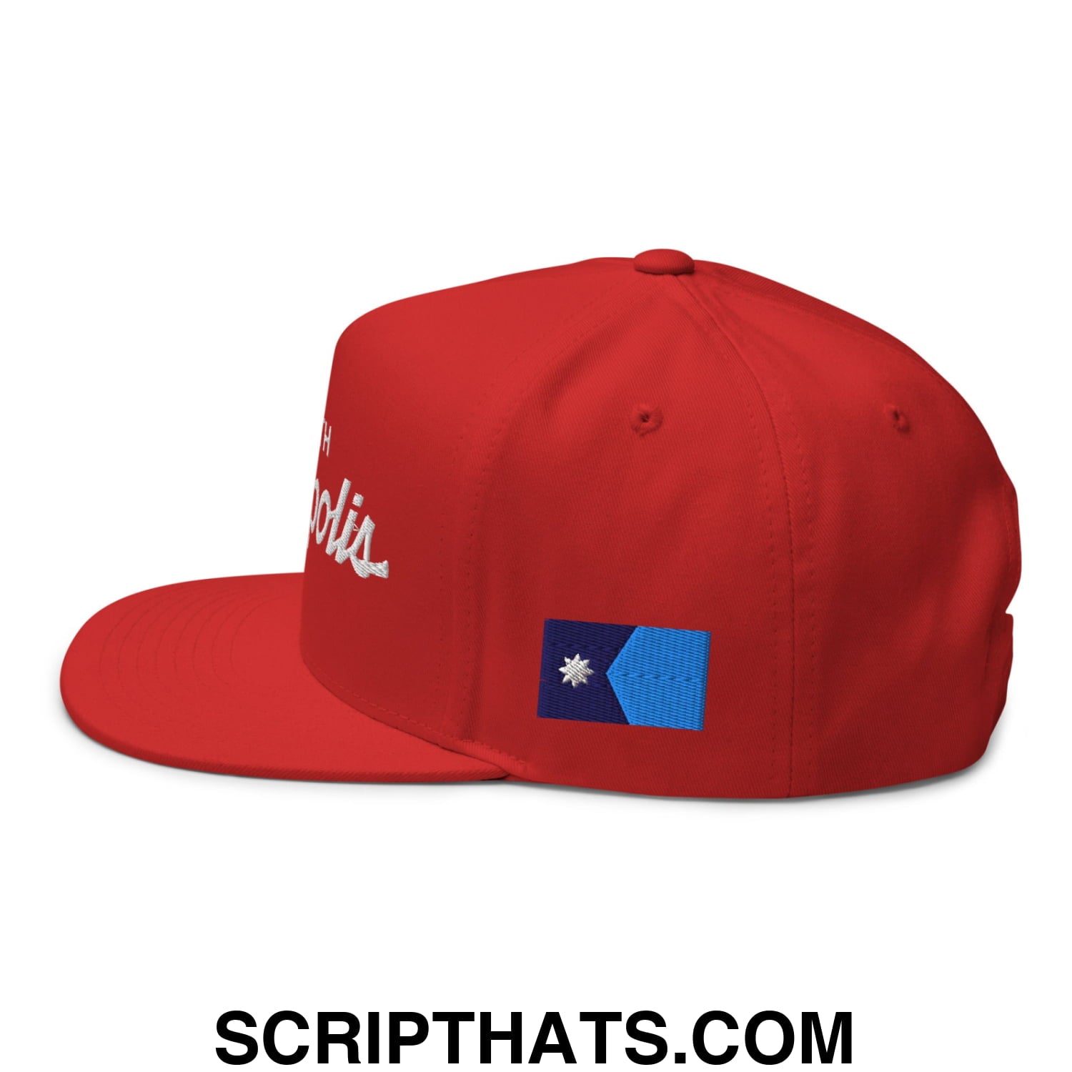 I Stand With Minneapolis Minnesota Flag Embroidered Flat Bill Brim 5 Panel Snapback Hat Red