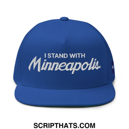 I Stand With Minneapolis Minnesota Flag Embroidered Flat Bill Brim 5 Panel Snapback Hat Royal Blue