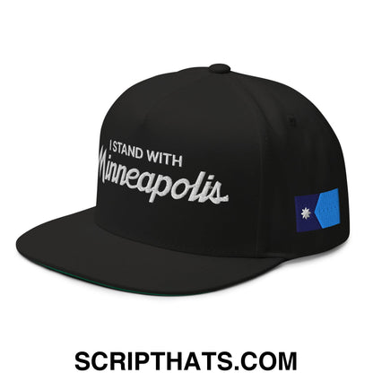 I Stand With Minneapolis Minnesota Flag Embroidered Flat Bill Brim 5 Panel Snapback Hat Black