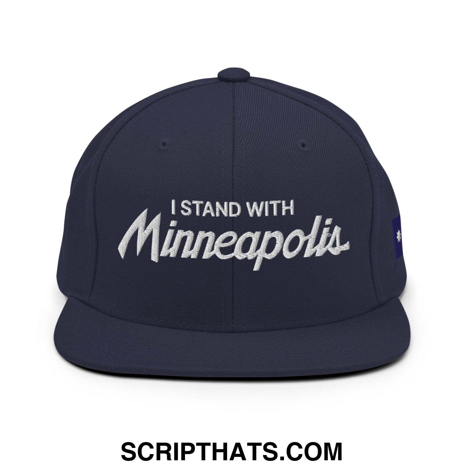 I Stand With Minneapolis Minnesota Flag Embroidered Flat Bill Brim Snapback Hat Navy