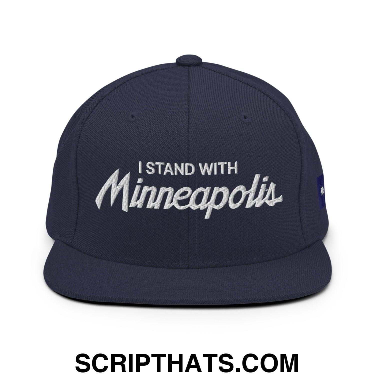 I Stand With Minneapolis Minnesota Flag Embroidered Flat Bill Brim Snapback Hat Navy