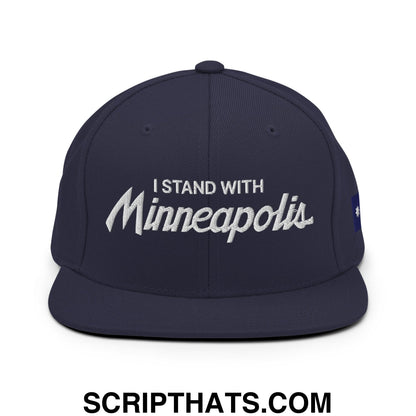 I Stand With Minneapolis Minnesota Flag Embroidered Flat Bill Brim Snapback Hat Navy