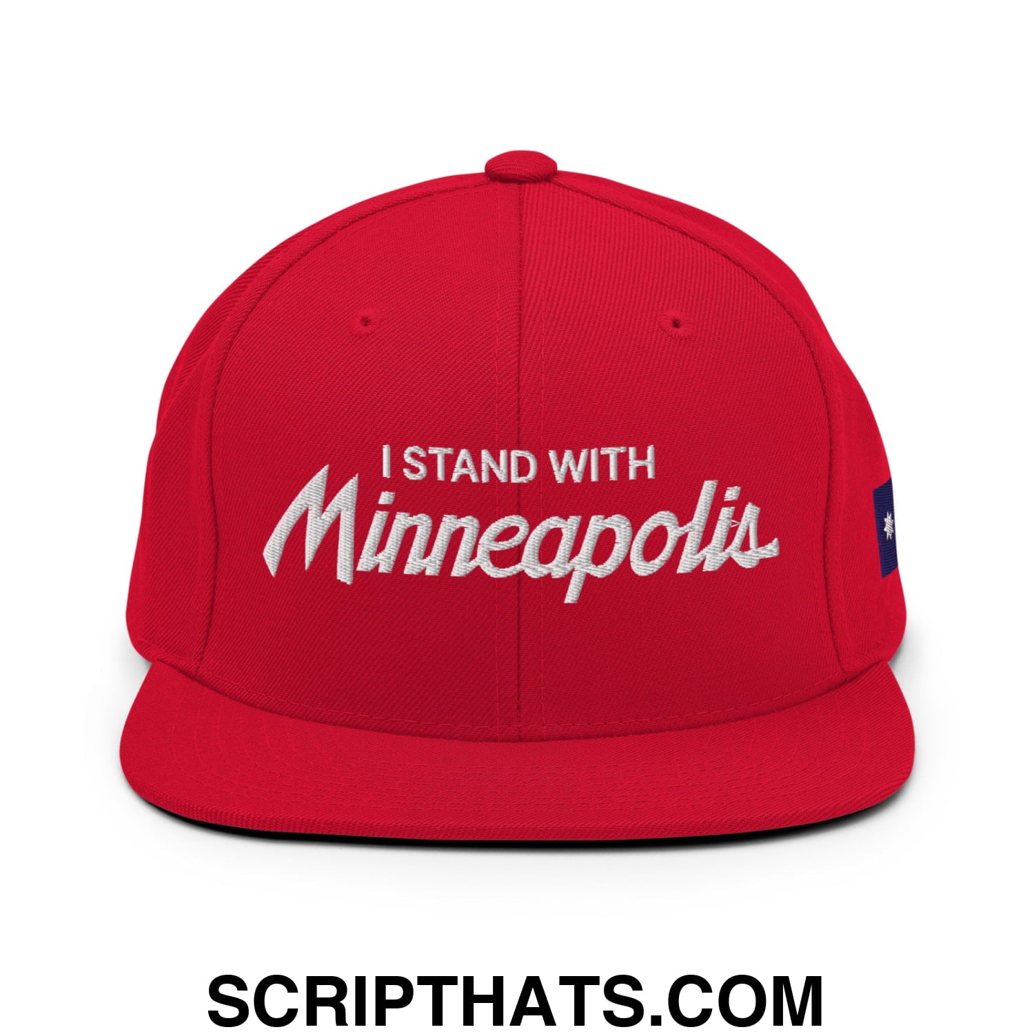 I Stand With Minneapolis Minnesota Flag Embroidered Flat Bill Brim Snapback Hat Red