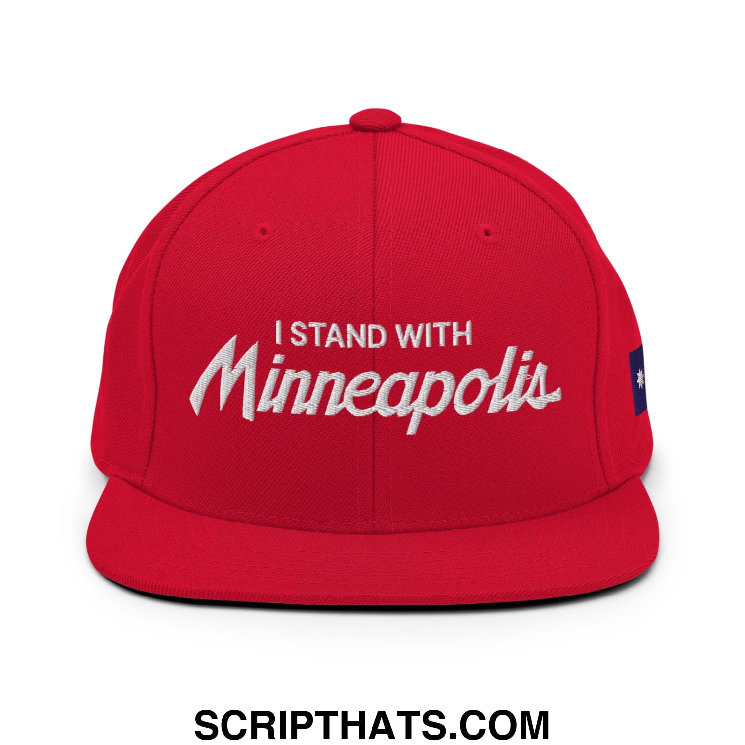 I Stand With Minneapolis Minnesota Flag Embroidered Flat Bill Brim Snapback Hat Red