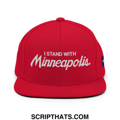 I Stand With Minneapolis Minnesota Flag Embroidered Flat Bill Brim Snapback Hat Red