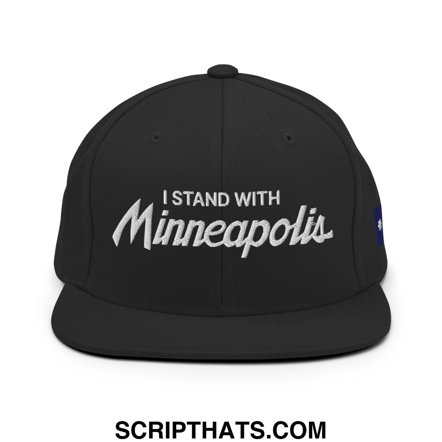 I Stand With Minneapolis Minnesota Flag Embroidered Flat Bill Brim Snapback Hat Black