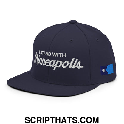 I Stand With Minneapolis Minnesota Flag Embroidered Flat Bill Brim Snapback Hat Navy