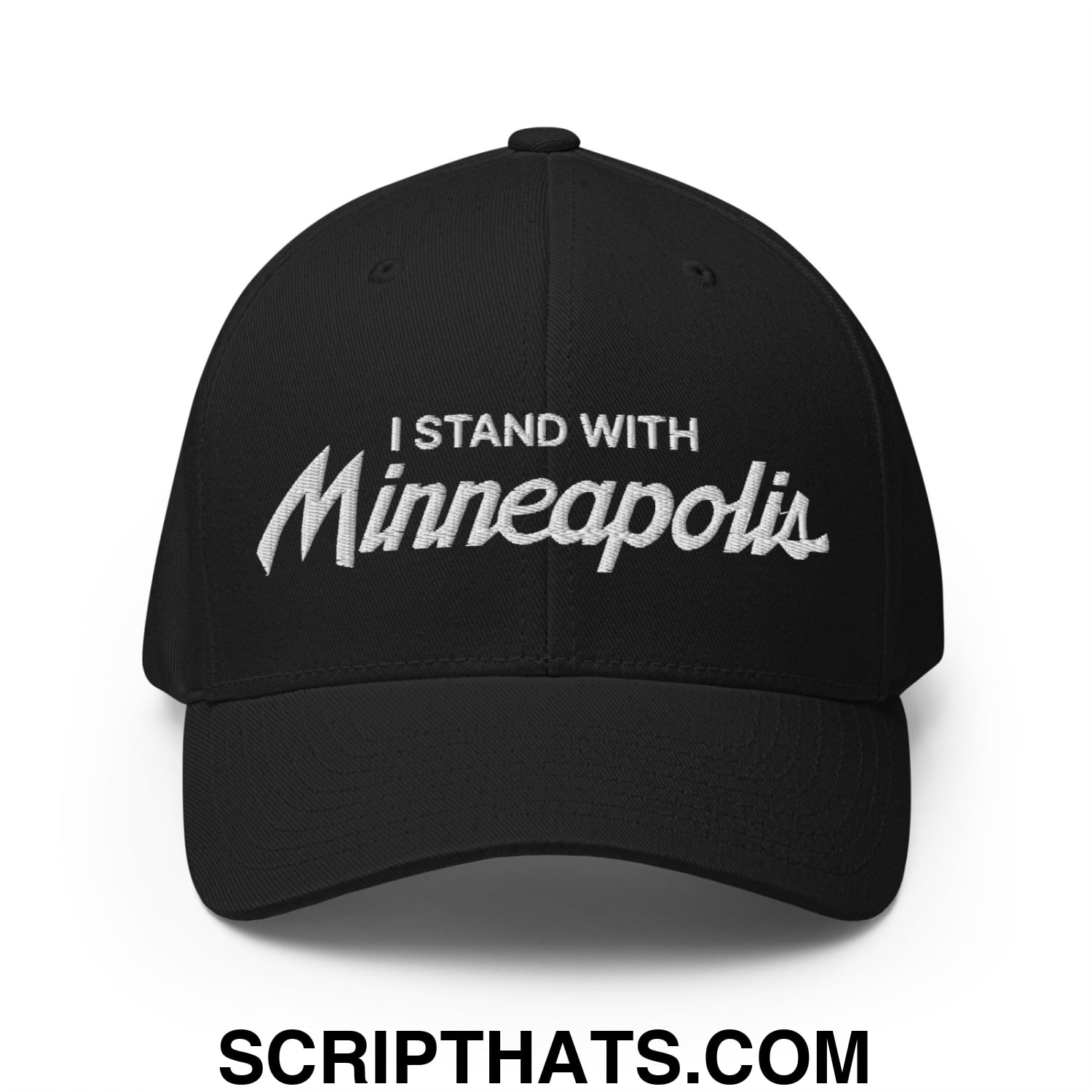 I Stand With Minneapolis Minnesota Flag Embroidered Stretch Fit Baseball Hat Black