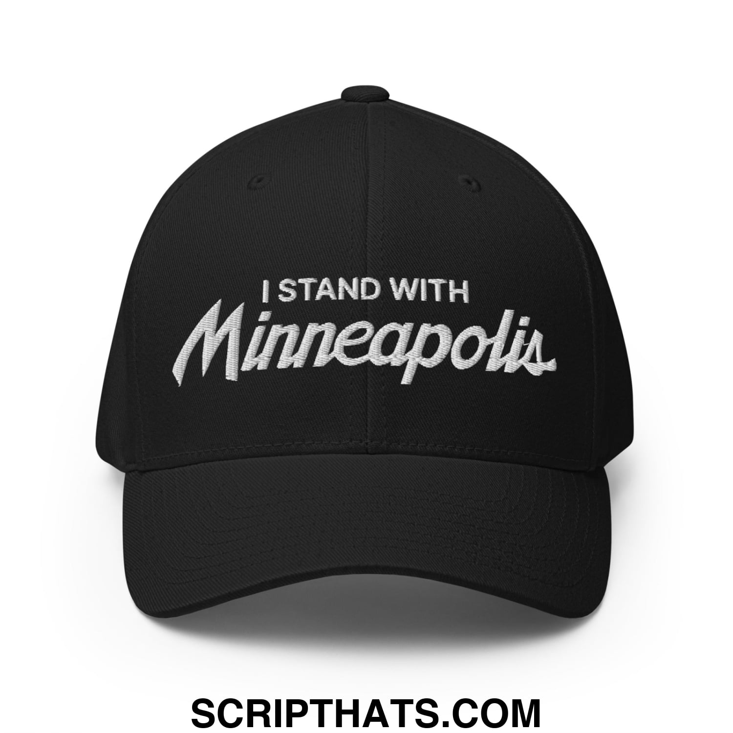 I Stand With Minneapolis Minnesota Flag Embroidered Stretch Fit Baseball Hat Black