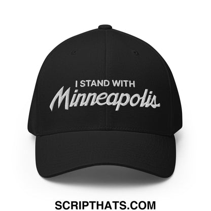I Stand With Minneapolis Minnesota Flag Embroidered Stretch Fit Baseball Hat Black