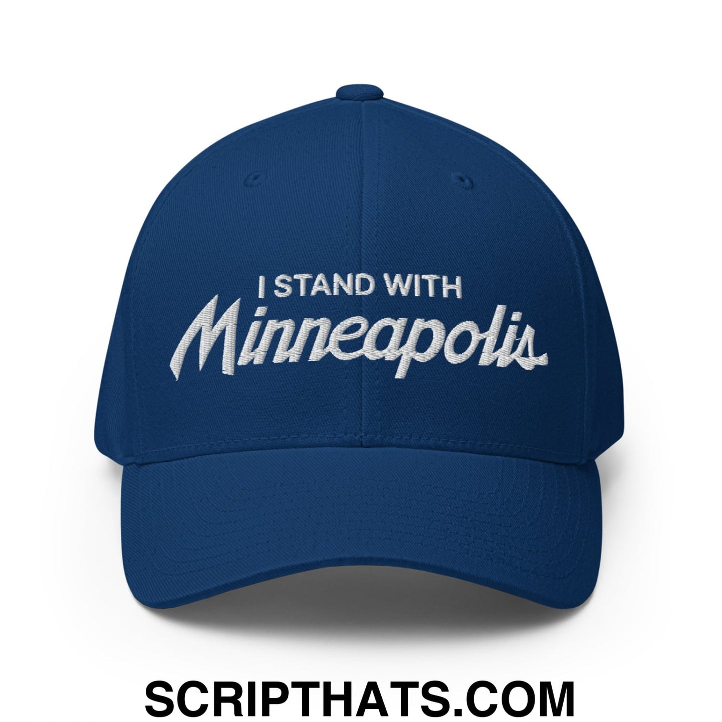 I Stand With Minneapolis Minnesota Flag Embroidered Stretch Fit Baseball Hat Royal Blue