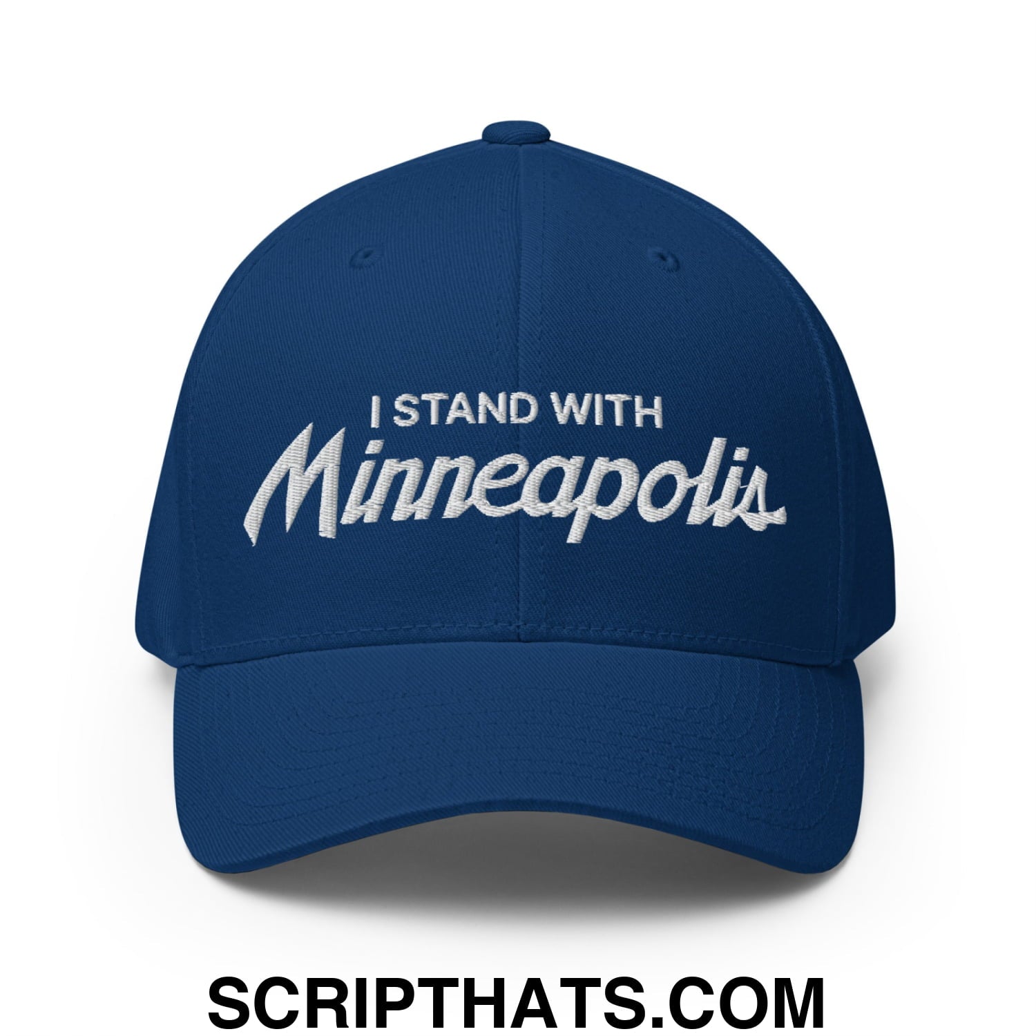 I Stand With Minneapolis Minnesota Flag Embroidered Stretch Fit Baseball Hat Royal Blue