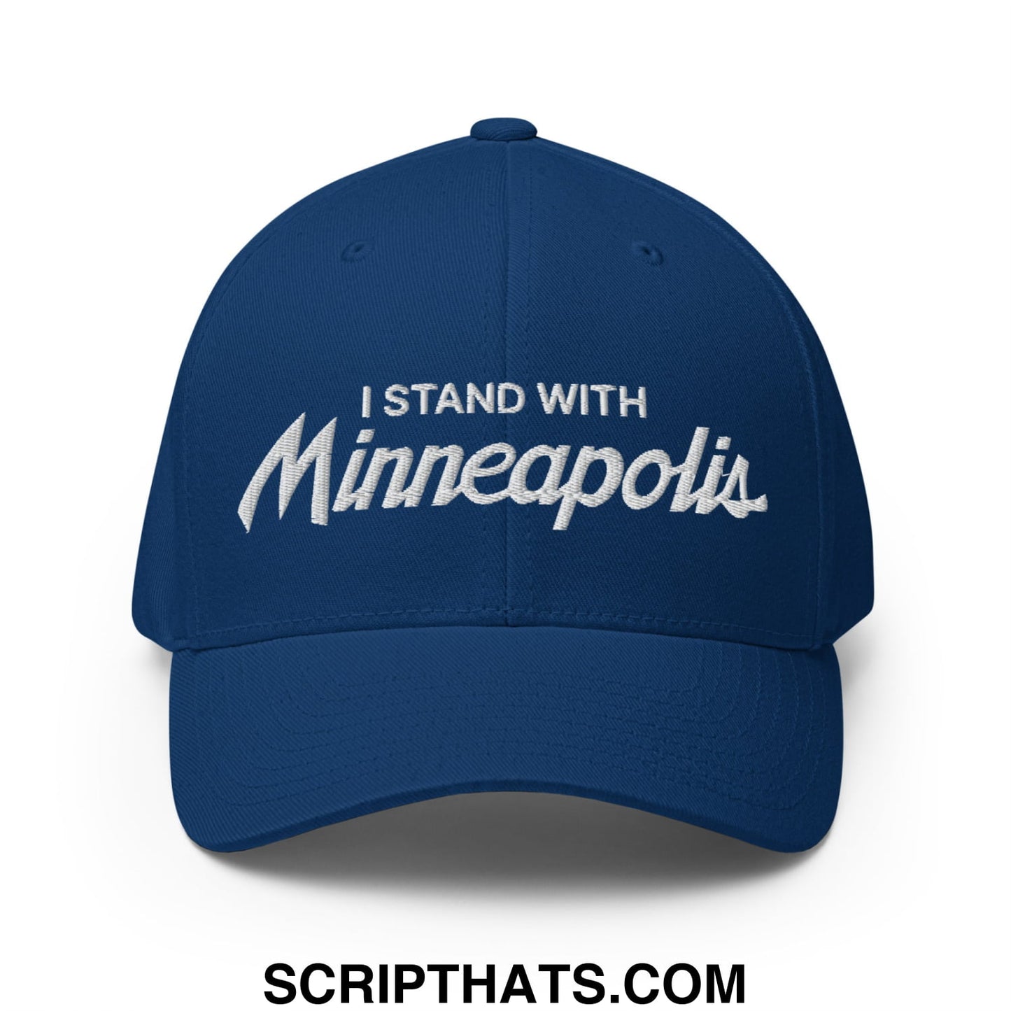 I Stand With Minneapolis Minnesota Flag Embroidered Stretch Fit Baseball Hat Royal Blue