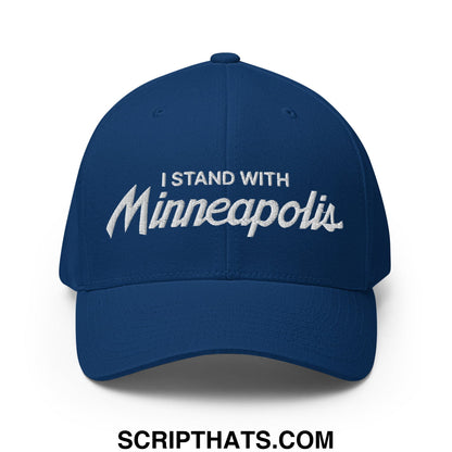 I Stand With Minneapolis Minnesota Flag Embroidered Stretch Fit Baseball Hat Royal Blue