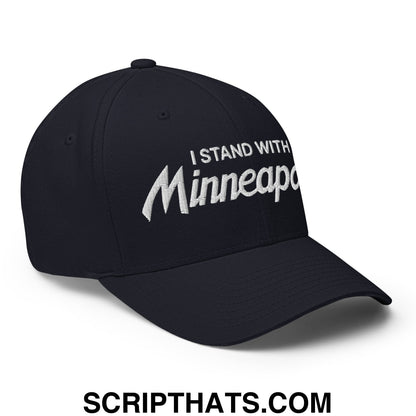 I Stand With Minneapolis Minnesota Flag Embroidered Stretch Fit Baseball Hat Dark Navy