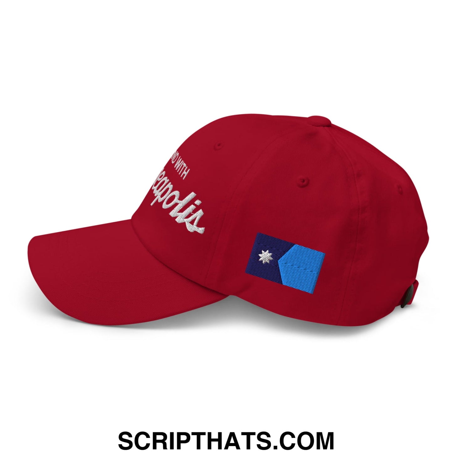 I Stand With Minneapolis Minnesota Flag Embroidered Unstructured Dad Hat Cranberry