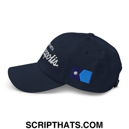 I Stand With Minneapolis Minnesota Flag Embroidered Unstructured Dad Hat Navy