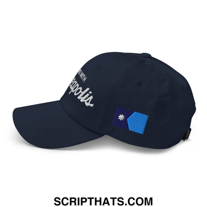 I Stand With Minneapolis Minnesota Flag Embroidered Unstructured Dad Hat Navy
