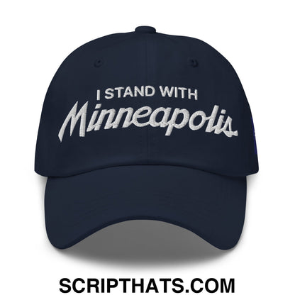 I Stand With Minneapolis Minnesota Flag Embroidered Unstructured Dad Hat Navy