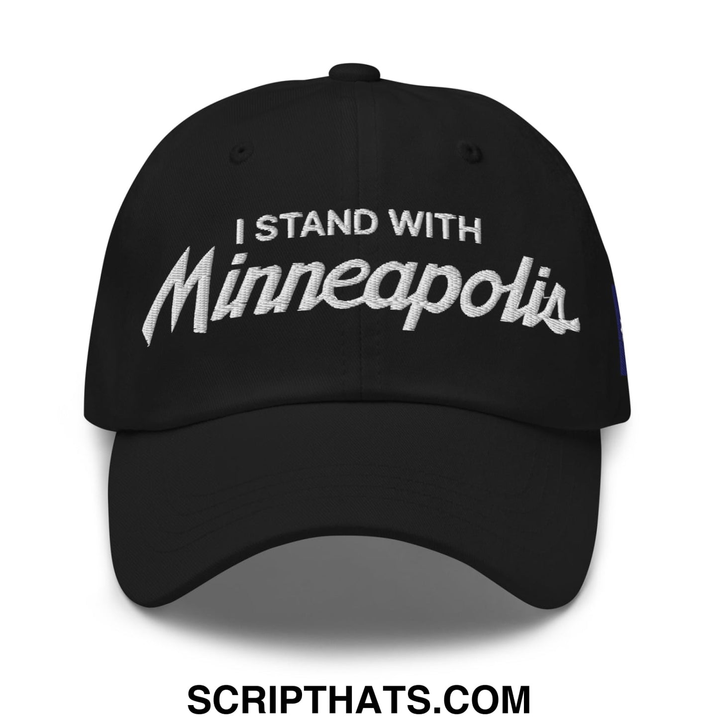 I Stand With Minneapolis Minnesota Flag Embroidered Unstructured Dad Hat Black