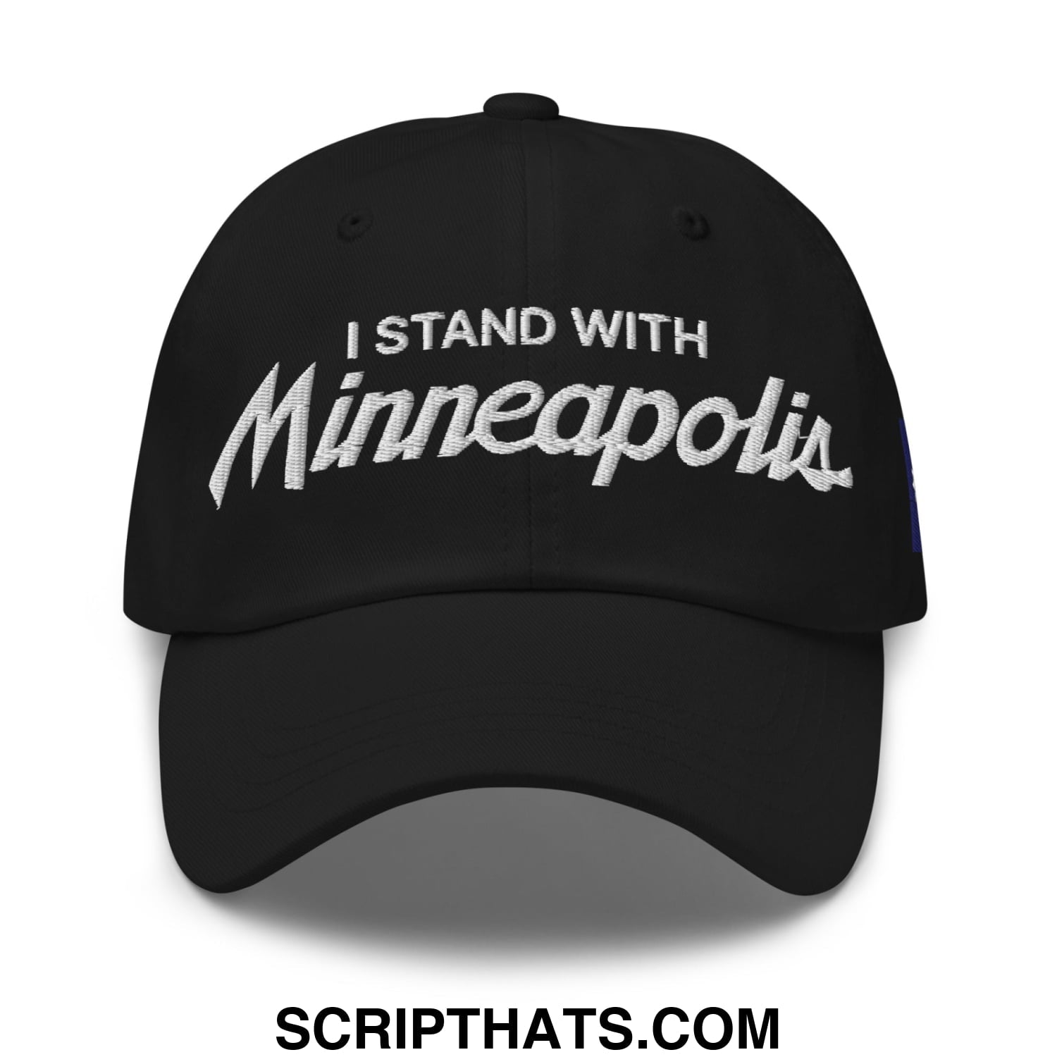 I Stand With Minneapolis Minnesota Flag Embroidered Unstructured Dad Hat Black
