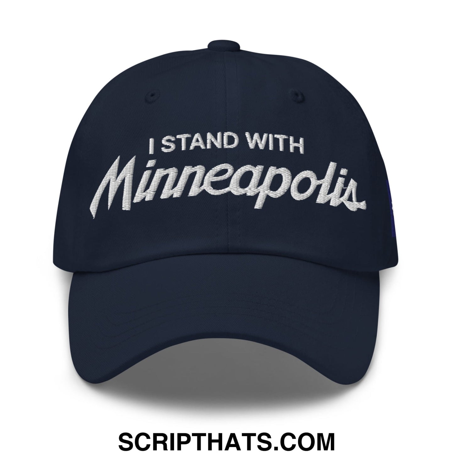 I Stand With Minneapolis Minnesota Flag Embroidered Unstructured Dad Hat Navy