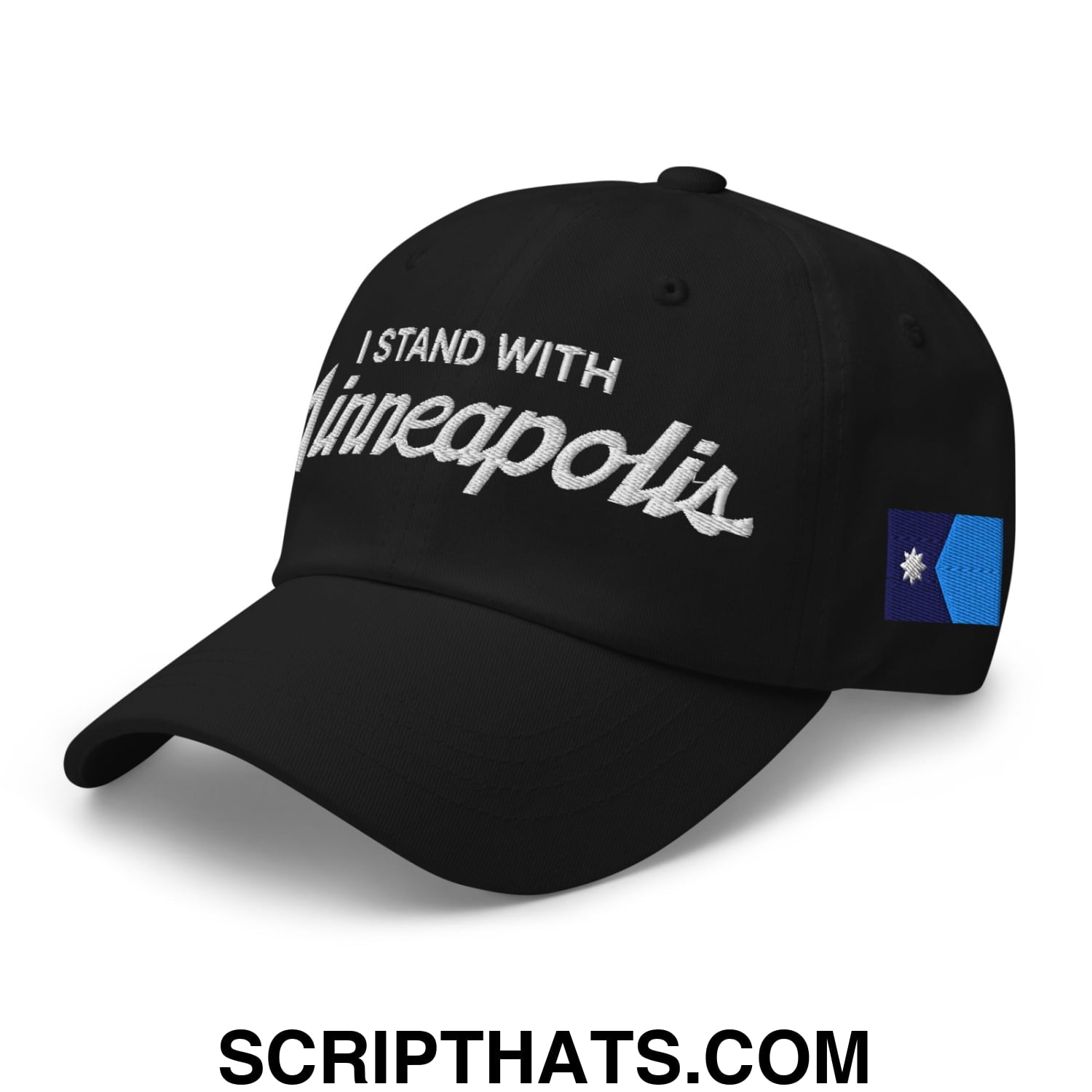 I Stand With Minneapolis Minnesota Flag Embroidered Unstructured Dad Hat Black