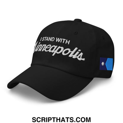 I Stand With Minneapolis Minnesota Flag Embroidered Unstructured Dad Hat Black