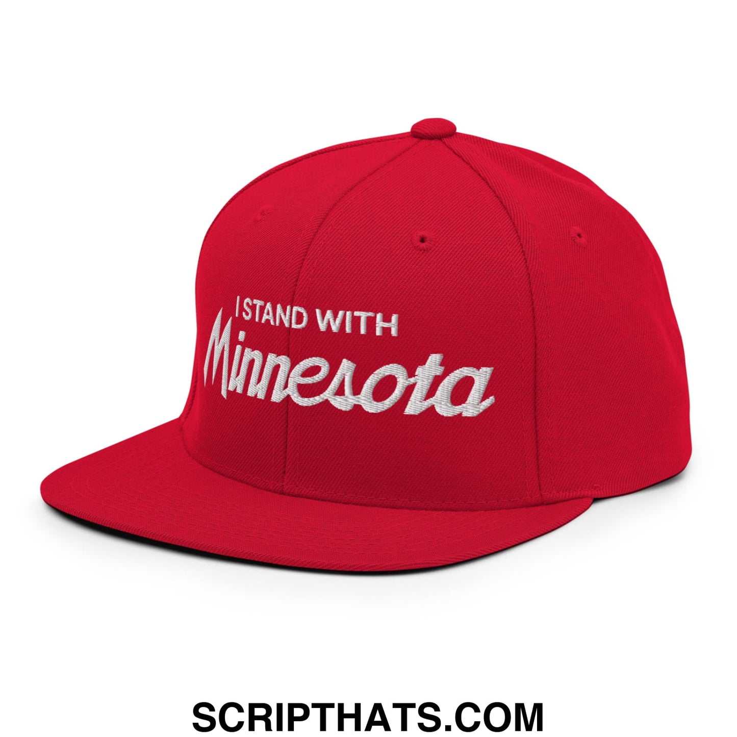 I Stand With Minnesota Embroidered Flat Bill Brim Snapback Hat Red