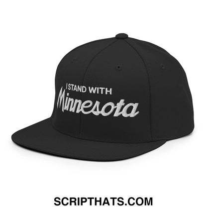 I Stand With Minnesota Embroidered Flat Bill Brim Snapback Hat Black