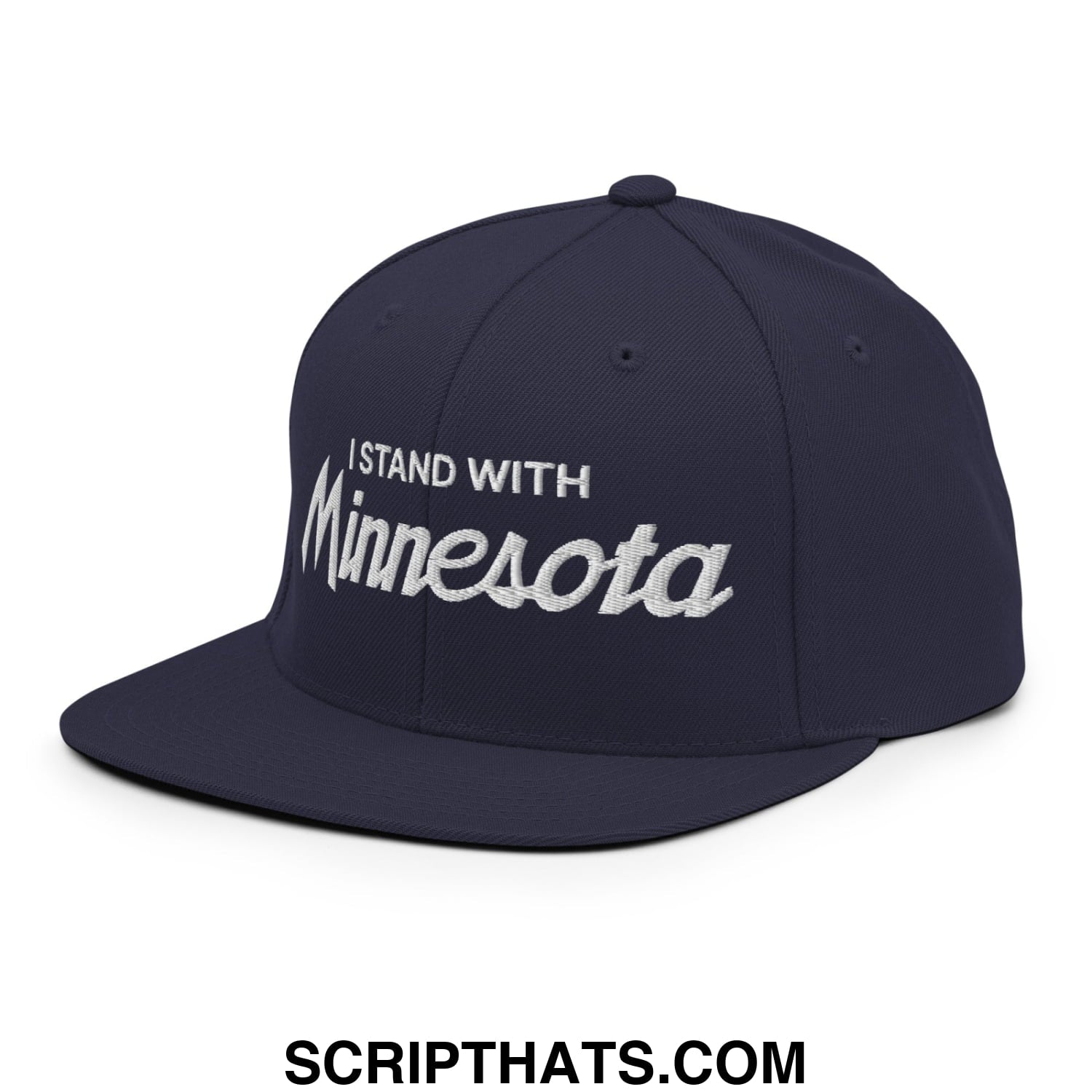 I Stand With Minnesota Embroidered Flat Bill Brim Snapback Hat Navy
