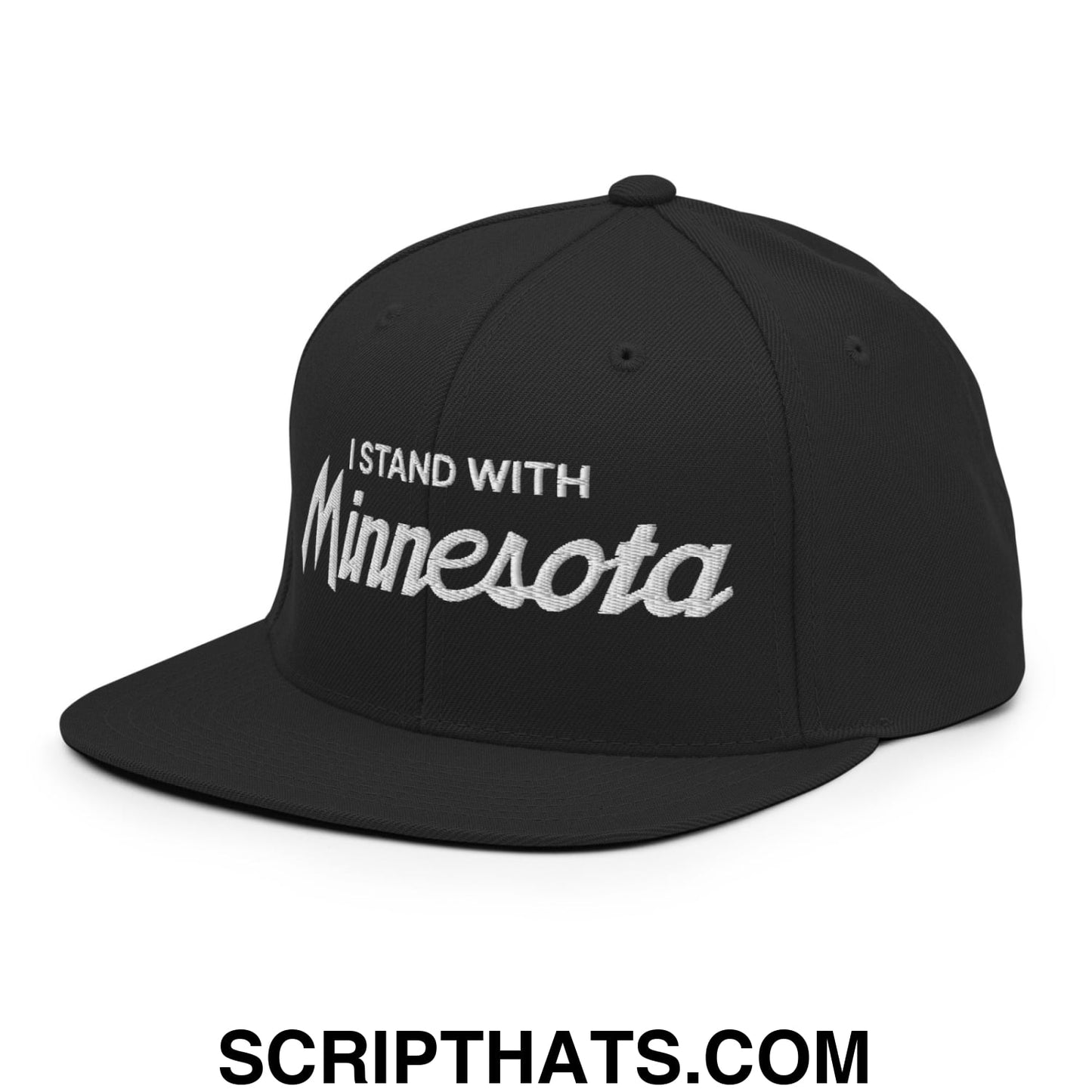 I Stand With Minnesota Embroidered Flat Bill Brim Snapback Hat Black