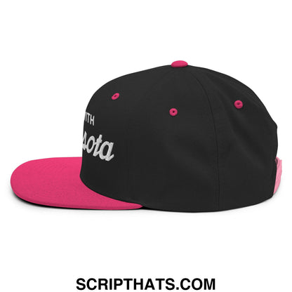 I Stand With Minnesota Embroidered Flat Bill Brim Snapback Hat Black Neon Pink