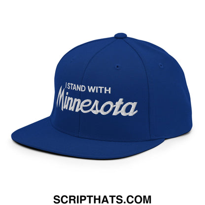 I Stand With Minnesota Embroidered Flat Bill Brim Snapback Hat Royal Blue