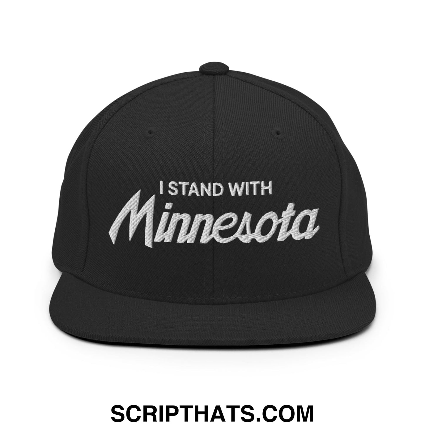 I Stand With Minnesota Embroidered Flat Bill Brim Snapback Hat Black