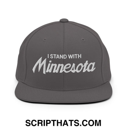 I Stand With Minnesota Embroidered Flat Bill Brim Snapback Hat Dark Grey